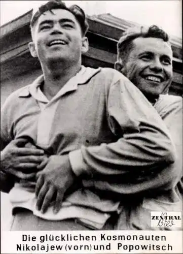 Foto Sowjetische Raumfahrt, Kosmonauten Nikolajew und Popowitsch