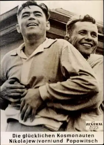 Foto Sowjetische Raumfahrt, Kosmonauten Nikolajew und Popowitsch