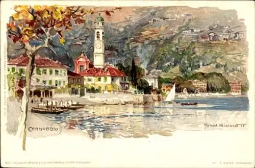 Künstler Litho Wielandt, Manuel, Cernobbio Lago di Como Lombardia, Seepartie