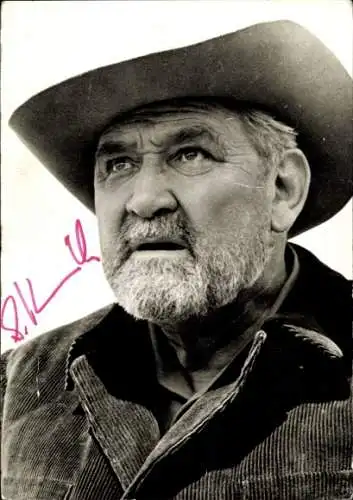 Ak Schauspieler Gustav Knuth, Portrait, Autogramm, Cowboyhut