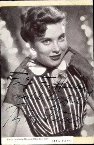 Ak Schauspielerin Rita Paul, Portrait, Autogramm, Handschuhe