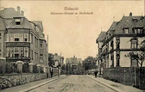 Ak Mittweida in Sachsen, Schumannstraße, Reichsbank
