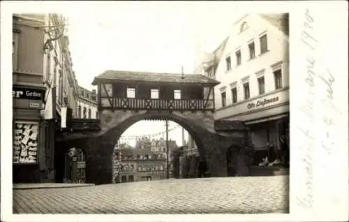 Foto Ak Meerane in Sachsen, Torbogen, Geschäft Otto Ließmann, Heimatfest 1930