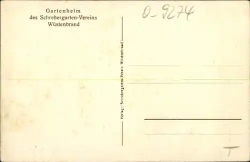 Ak Wüstenbrand Hohenstein Ernstthal Sachsen, Gartenheim des Schrebergarten-Vereins