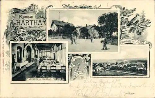 Ak Kurort Hartha Hintergersdorf Tharandt im Erzgebirge, Kurbad, Veranda, Panorama