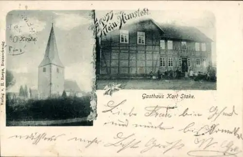 Ak Klein Himstedt Söhlde in Niedersachsen, Kirche, Gasthaus