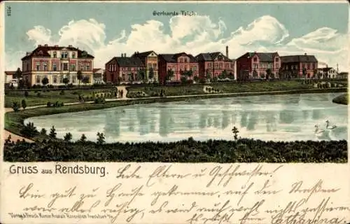 Litho Rendsburg in Schleswig Holstein, Gerhardsteich