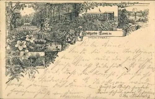 Vorläufer Litho Essen im Ruhrgebiet Nordrhein Westfalen, Stadtgarten, 1895