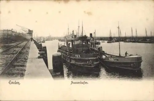 Ak Emden in Ostfriesland, Außenhafen