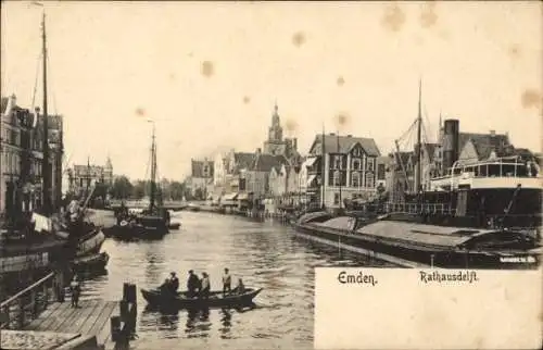Ak Emden in Ostfriesland, Rathausdelft