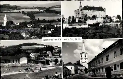 Ak Krumbach in Niederösterreich, Schloss Krumbach, Freibad