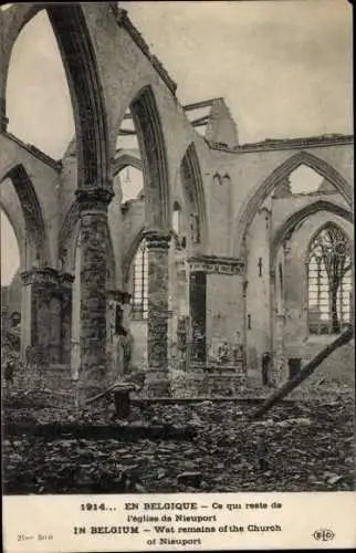 Ak Nieuport Nieuwpoort Westflandern, Ruinen der Kirche von Nieuport