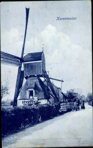 Ak Niederlande, Ortspartie, Windmühle, Korenmolen