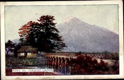 Ak Japan, Tokaido-Brücke, Fujiama