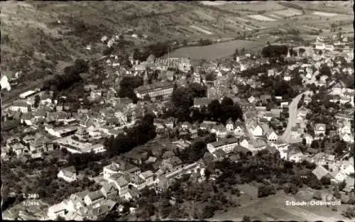 Ak Erbach im Odenwald Hessen, Blick aus der Luft, Ortsansicht