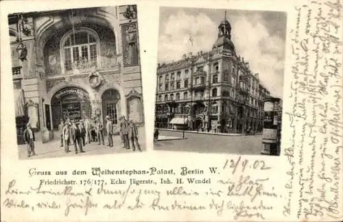 Ak Berlin Mitte, Weihenstephan Palast, Friedrichstraße 176/177, Ecke Jägerstraße