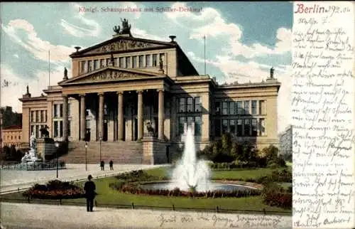 Ak Berlin Mitte, Königliches Schauspielhaus, Schiller-Denkmal