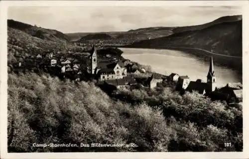 Ak Kamp Bornhofen am Rhein, Blütenwunder, Blick über den Ort, Panorama