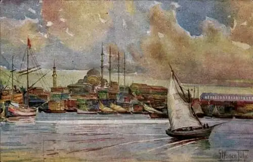 Künstler Ak Wagenführ, Konstantinopel Istanbul Türkei, Panorama, Aquädukt