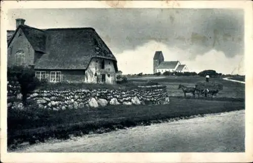 Ak Rantum Keitum Sylt, Altes Reetdachhaus, Heuwagen