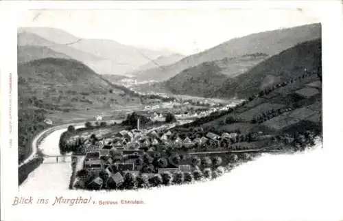 Ak Gernsbach im Schwarzwald, Blick ins Murgtal von Schloss Eberstein