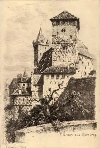 Künstler Ak  Nürnberg in Mittelfranken, Fünfeckiger Thurm