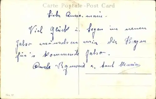 Ak Glückwunsch Neujahr, Katzen, Rosen, Korb