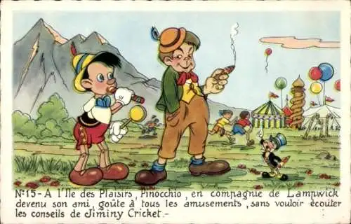 Ak Walt Disney, Pinocchio, On Pleasure Island, Lampwick, Jiminy Cricket