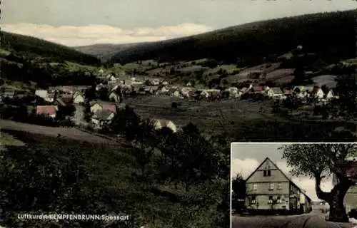 Ak Kempfenbrunn Flörsbachtal im Spessart, Totalansicht, Gasthaus zur Linde