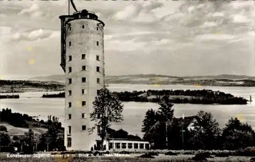 Ak Konstanz am Bodensee, Konstanzer Jugendherberge, Blick zur Insel Mainau