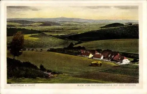 Ak Northeim in Niedersachsen, Harz, Blick vom Philosophenweg auf den Brocken