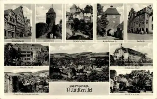 Ak Bad Münstereifel in Nordrhein Westfalen, Totalansicht, Rathaus, Kneippkurhaus, Burg