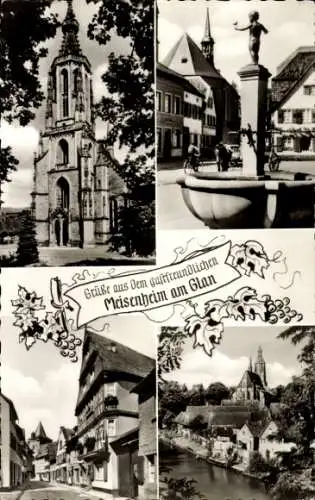 Ak Meisenheim am Glan Pfalz, Kirche, Brunnen, Teilansichten