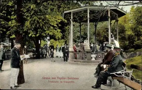 Ak Teplice Šanov Teplitz Schönau Region Aussig, Trinkhalle, Kurgarten