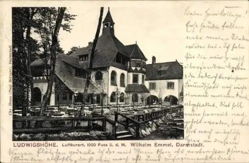 Ak Darmstadt in Hessen, Ludwigshöhe, Außenansicht, Terrasse, Wilhelm Emmel