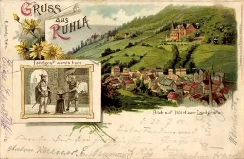 Litho Ruhla in Thüringen, Hotel zum Landgrafen, Landgraf werde hart, Schmied