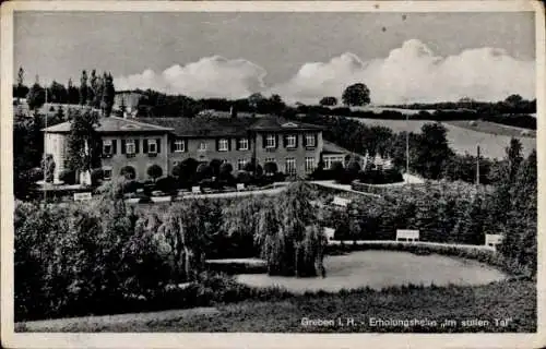 Ak Grebin in Holstein, Erholungsheim Im stillen Tal, Außenansicht, Park