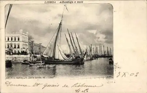 Ak Lissabon Lissabon Portugal, Alfandega und Wasserfälle
