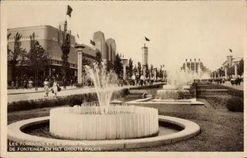Ak Brüssel, Ausstellung 1935, Brunnen, Grand Palais