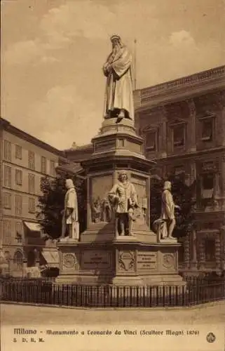 Ak Milano Mailand Lombardia, Leonardo da Vinci Denkmal