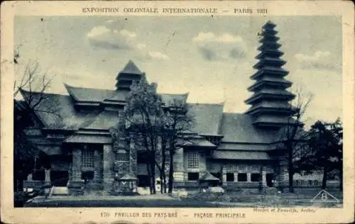 Ak Paris, Internationale Kolonialausstellung 1931, Niederländischer Pavillon, Hauptfassade