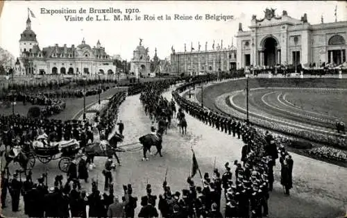 Ak Brüssel Brüssel, König und Königin von Belgien, Ausstellung 1910, Albert I., Elisabeth Gabriele