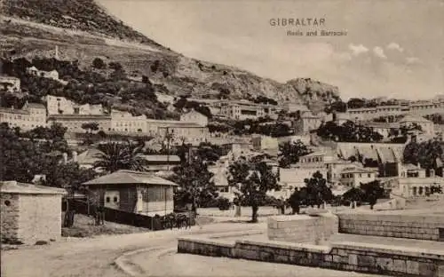 Ak Gibraltar, Rosia und Kaserne, Totalansicht, Gebäude