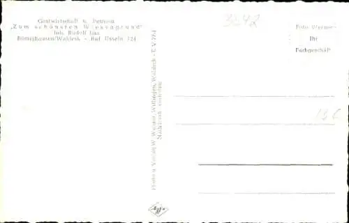 Ak Bömighausen Willingen Upland Waldeck, Gastwirtschaft und Pension Zum schönsten Wiesengrund