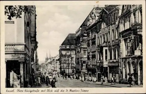 Ak Kassel in Hessen, Obere Königsstraße, St. Martins-Türme