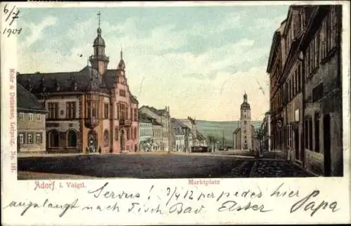 Litho Adorf im Vogtland, Marktplatz