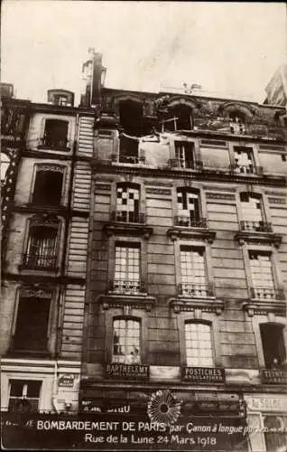 Ak Paris II. Börsenviertel, Bombenanschlag, Rue de la Lune, 1918