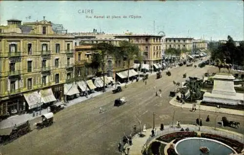 Ak Cairo Kairo Ägypten, Rue Kamel, Place de l'Opera