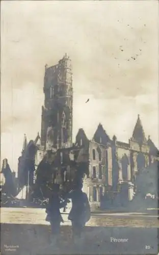 Ak Péronne Somme, Zerstörte Kirche, Kriegszerstörungen, I. WK