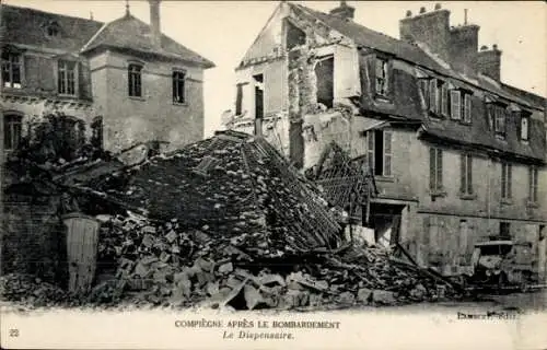 Ak Compiègne Oise, nach der Bombardierung, Le Dispensaire, Kriegszerstörungen